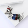 Striped Crowned Dachshund Enamel Brooch in Two Colorways view 3