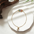 Geometric Pressed Flower Slider Bracelets with Gold Tone Chain view 5