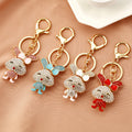 Jeweled Bow Ear Rabbit Keychains in Four Colors with Braided Loops view 3