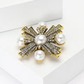 Pearl And Crystal Cross Brooch Decorative Lapel Pin view 3