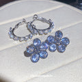 Crystal Flower Studs and Stone Set Hoop Earrings with Metal Settings view 3
