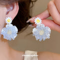 Crochet Flower Drop Earrings in Two Soft Colorways view 4