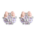 Pink Bow Purple And Clear Stone Flower Cluster Stud Earrings view 5