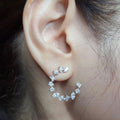 Silver Tone Clear Stone Laurel Wreath Stud Earrings view 2