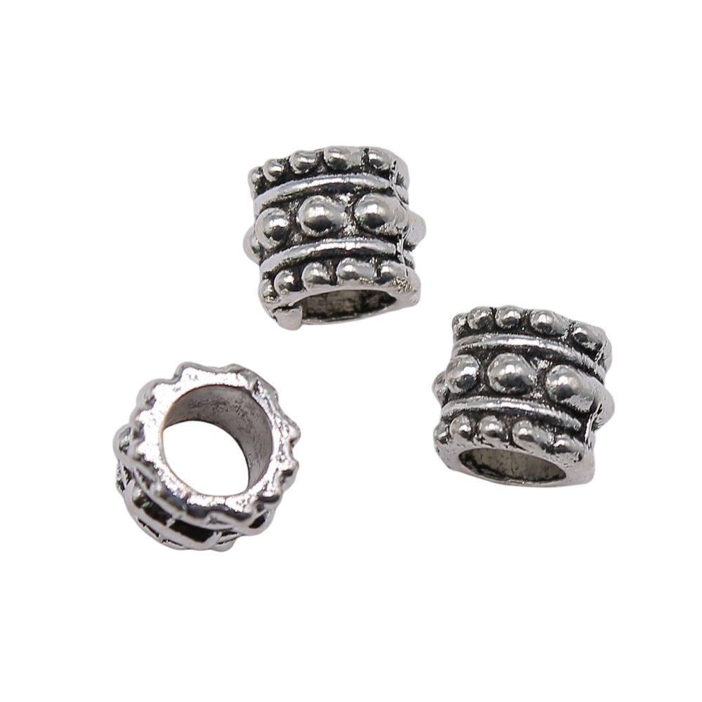 7x7x6mm 0.7g Antique Silver Zinc Alloy Round Large Hole Spacer Beads for Bracelet Jewelry Making