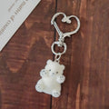 White Flocked Waving Teddy Bear with Heart-Clasp Charm view 6