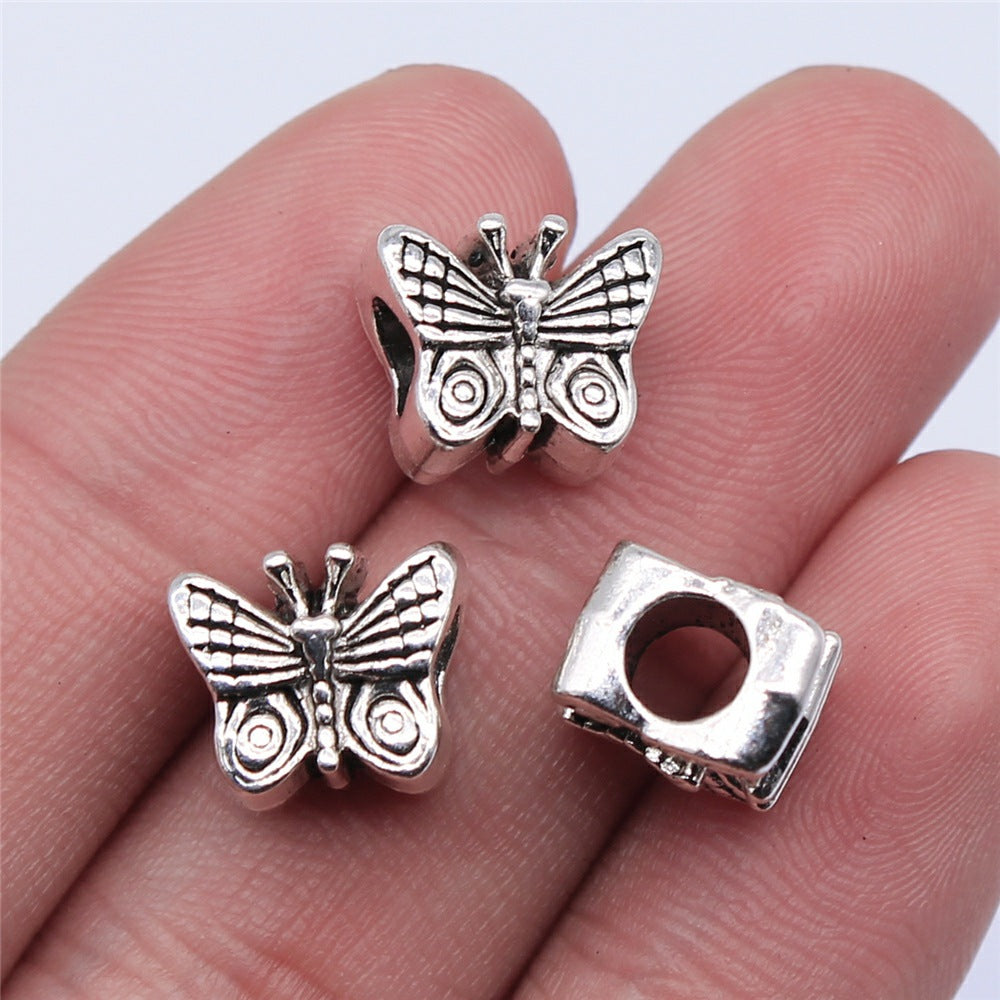 12x10mm 2.5g Antique Silver Zinc Alloy Butterfly Large Hole Beads for Bracelet Necklace DIY Jewelry