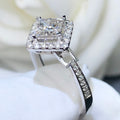 Silver Tone Diamond Halo Crystal Ring with Polished Finish view 2