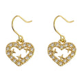 Gold-Tone Crystal Pavé Open Heart Star Hook Earrings Pair view 5