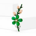 Green Crystal Blossom Branch Brooch Pin Decorative Jewelry view 3