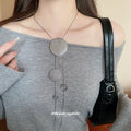 Textured Metal Disc Cascade Tassel Necklace Gold Gunmetal Silver view 4