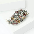 Multicolor Crystal Oval Leaf Brooch with Curved Stem view 3