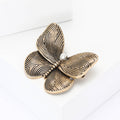 Textured Butterfly Brooch Silver or Gold Tone Clear Stone Pin view 3