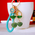 Jeweled Double Cherry Keychains in Red Pink Green and Braided Loop Options view 4