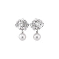 White Floral Pearl Earrings In Three Silhouettes Fashion Jewelry view 5