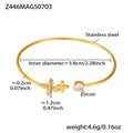 Open Bangle Bracelets Star Heart Coral Flower Zircon Steel view 11