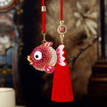 Jeweled Round Fish Vehicle Hanging Ornaments in Four Colors and Cord Only Option view 1