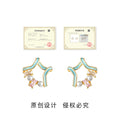 Open Star Stud Earrings Mint Enamel Pink Clear Stones view 3