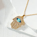 Gold Evil Eye Pendant Necklaces Rhinestone Styles 6 Designs view 10