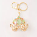 Gold Cat Eye Pumpkin Carriage Keychain Rhinestone Charm view 5