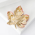 Rhinestone Maple Leaf Brooch Green Blue Red Crystal Styles view 3