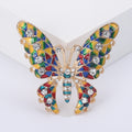 Colorful Openwork Crystal Butterfly Brooch in Purple Green and Yellow Multicolor view 7
