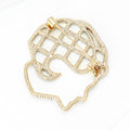 Black Crystal Brain Outline Brooch with Gold Tone Backing view 4