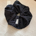 Pinstripe Fabric Scrunchie Mini Bow Print Black Style view 6