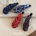 Ruched Fabric Banana Hair Clips Polka Plaid 3 Styles view 2