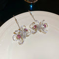 Pink and White Crystal Flower Hook Earrings Fashion Earrings view 1