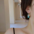 Floral Square Gem Hoop Earrings in Three Colorways view 4