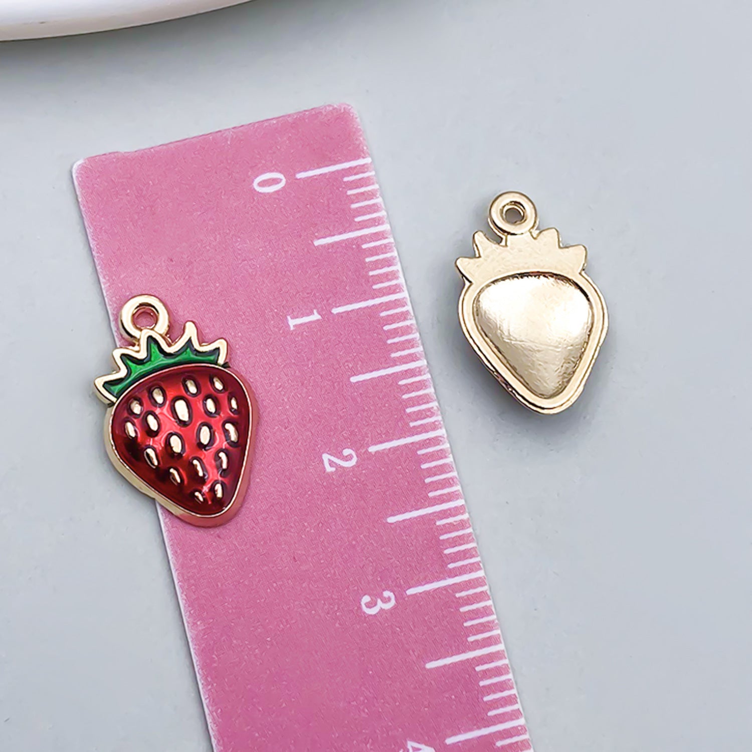 Enamel Zinc Alloy Cherry Strawberry Apple Fruit Charm Pendant for DIY Bracelet Earrings