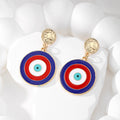 Red and Blue Evil Eye Keychains Necklaces and Earrings in Two Shapes view 3