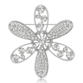 Six Petal Crystal Flower Brooch Openwork Gold Silver view 2