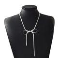 Herringbone Bow Necklace Bracelet Earrings Gold Silver view 5