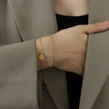 Double Chain Plaque Bracelet in Silver Rose Gold and Gold Tone view 3