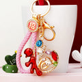 Jeweled Chinese Fortune Character Keychains with Braided Loop Options view 9