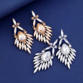 Blue Silver Tone Blue Marquise Feather Tassel Crystal Four Designs Metal Dangle Earrings view 3