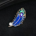 Blue Gold Tone Peacock Crystal Enamel Metal Brooch Pin view 5