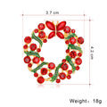 Red Gold Tone Floral Wreath Wreath Crystal Enamel Metal Brooch Pin view 2