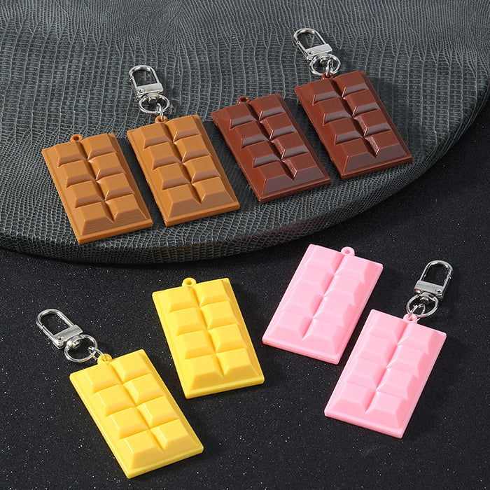 Faux Chocolate Bar Charm Pendant Four Colors Optional Lobster Clasp