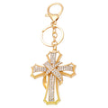 Jeweled Layered Cross Keychains in Gold Silver and Assorted Finish Options view 5