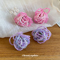 Woven Crystal Ball Stud Earrings in Pink and Purple view 4