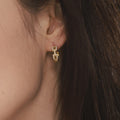 Gold Steel Faux Pearl Drop and Zircon Huggie Hoop Earrings Collection view 2