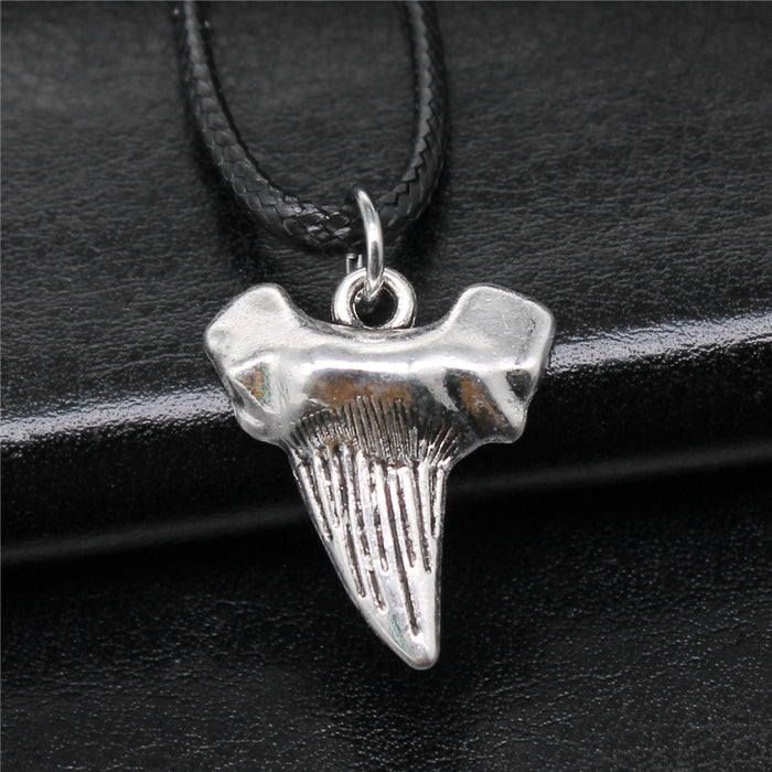 Shark Tooth Cord Necklace in Detailed Metal Finishes for Jewelry Making