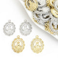 Rhinestone Madonna Oval Charms in Gold and Silver Tones view 1