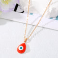 Gold Tone Colorful Lash and Teardrop Evil Eye Pendant Necklaces view 4