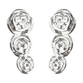 Silver Tone Graduated Triple Rose Cascade Stud Earrings view 5