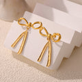 Bow Stud Earrings Dangling Split Tail Gold Steel Finish view 4