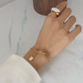 Paperclip Chain Bracelet Letter Tag Pendant Gold Steel view 6